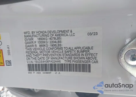 2023 Acura Integra A-Spec из США, поврежденный, VIN 19UDE4H36PA024446